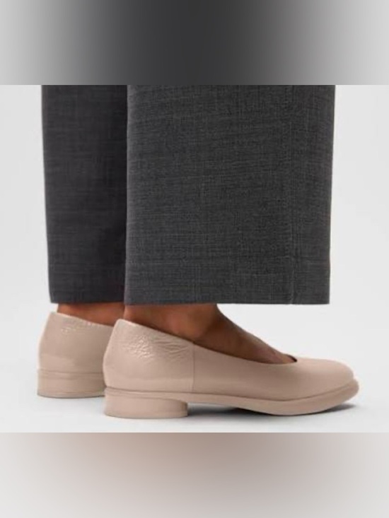 Ecco Shoes - Ecco Nude Leather Slip-On Ballet Flats
